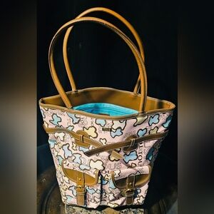 Tous Handbag Bag Tote Kaos Leather Multicolor Multi Bear Patchwork Logo LTD ED